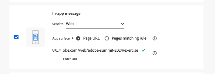 URL no aplicativo