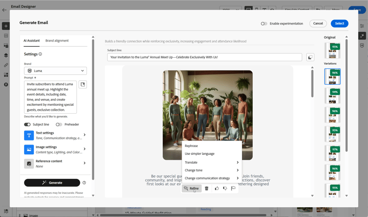 Refinar opções de exibição de menu