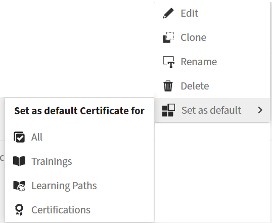Opções de certificado padrão