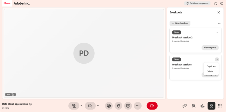 Duplicar Menu de Sessão de Sessão de Grupo