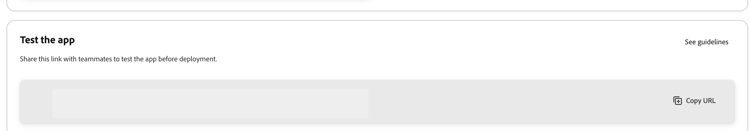Detalhes do aplicativo — copie a URL do servidor MCP