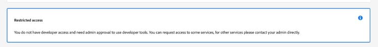 Adobe Developer Console — Mensagem de acesso restrito
