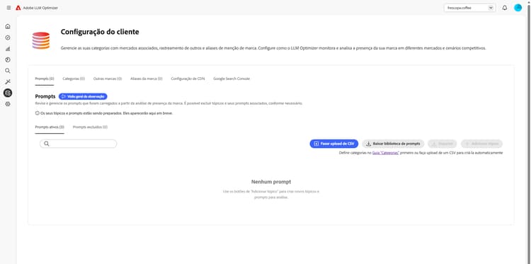 Janela Configuração do cliente