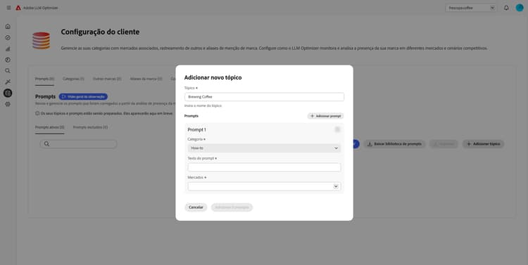 Adição de tópicos no LLM Optimizer