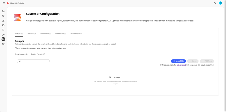 Práticas recomendadas para configurar categorias, tópicos, prompts e rastrear outros