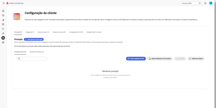 Práticas recomendadas para configurar categorias, tópicos, prompts e monitorar outros