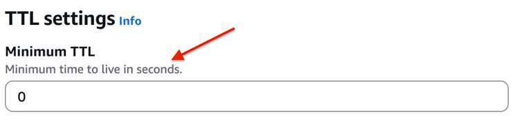 Configurações TTL de política de cache