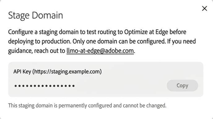 Chave de API do domínio de preparo