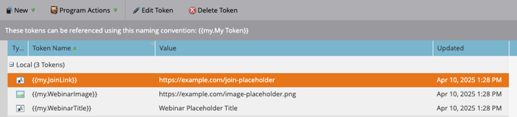 Guia Meus tokens na campanha