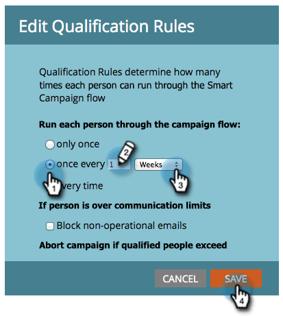 Regra de qualificação do Smart Campaign