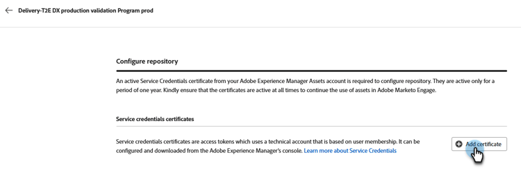 Adicionar um certificado