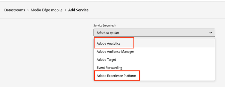 Adicionar o serviço Adobe Analytics
