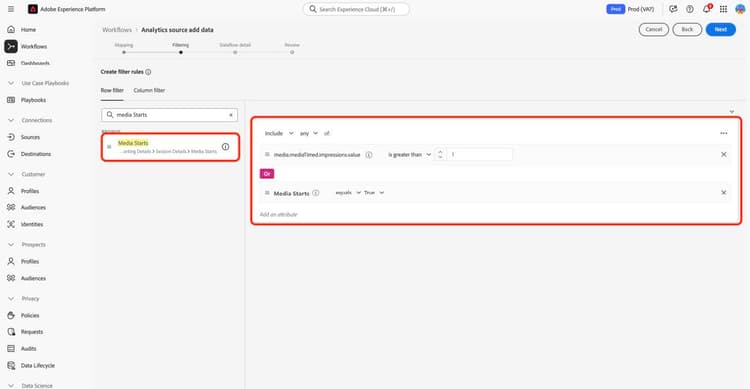 Adicionar regras de filtro