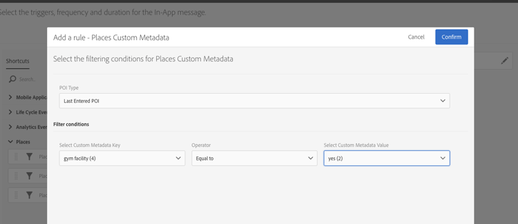 filtrando notificações locais e mensagens no aplicativo no ACS