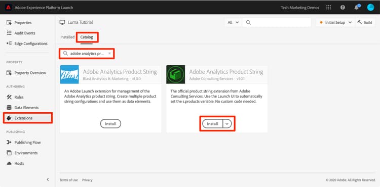 Adicionar a extensão da string do produto do Adobe Analytics pela Adobe Consulting