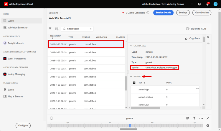 Validação do Adobe Analytics com Assurance