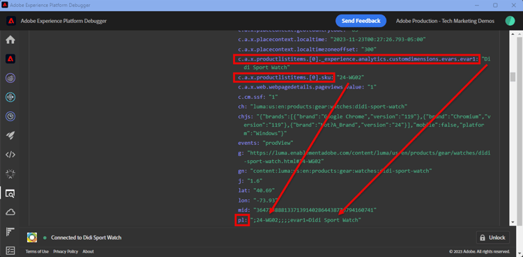 Cadeia de caracteres de produto do Analytics