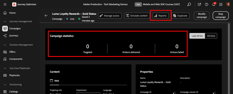 Exibir relatório da Web