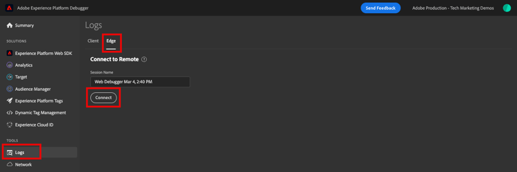Conectar ao Edge Trace