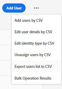 Exportar menu da lista de usuários