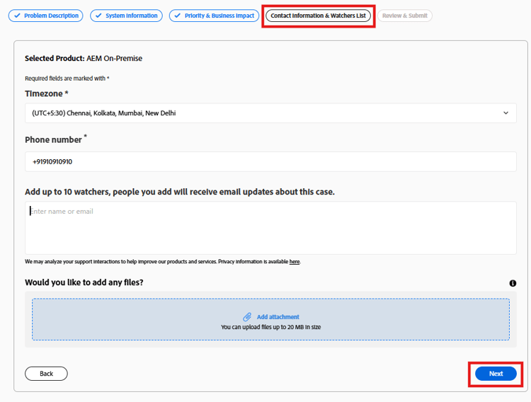 Informações de contato da Experience League