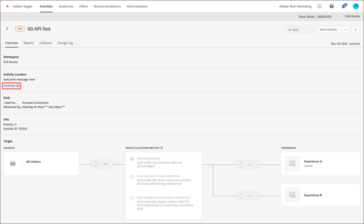 Link de controle de qualidade da atividade