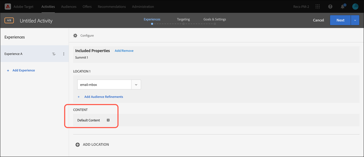 Seção de conteúdo no Experience Composer baseado em formulário