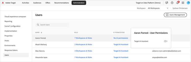 Configurações do Assistente de IA
