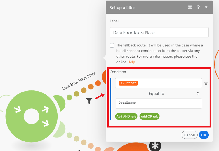 Configurar um filtro no roteiro