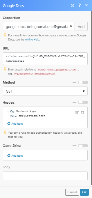 Exemplo de chamada de API