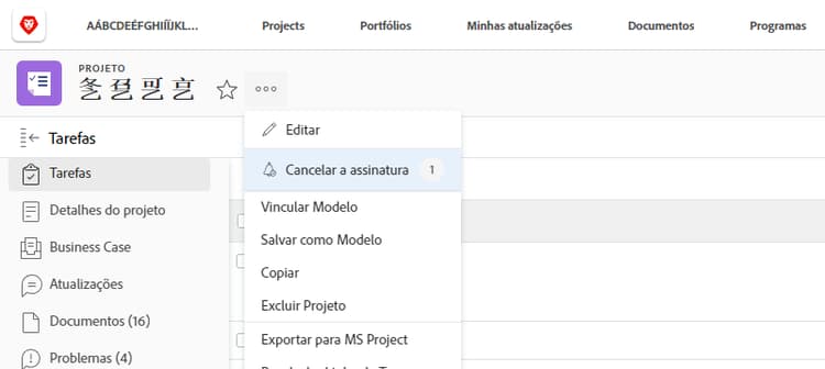 Cancelar inscrição em um projeto