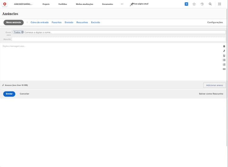 Criar um aviso na página Avisos