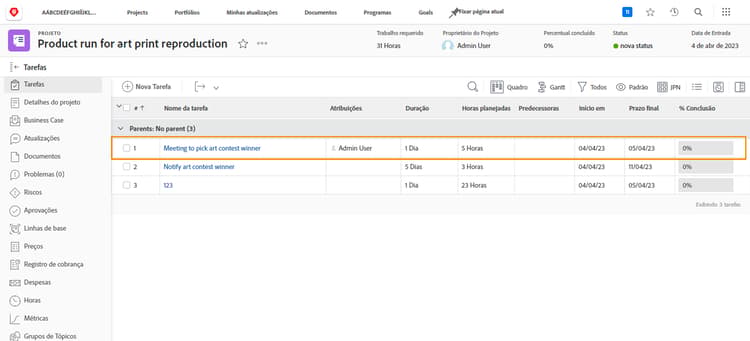 ajustar datas de tarefas do projeto