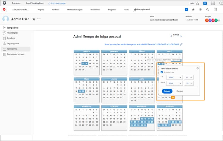 marcar folga no calendário pessoal
