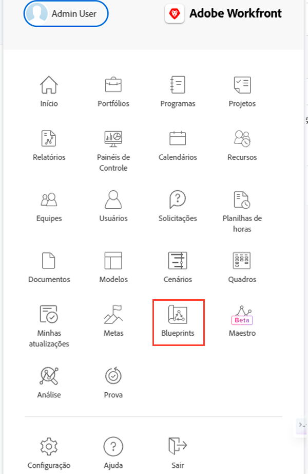 Blueprints no menu principal