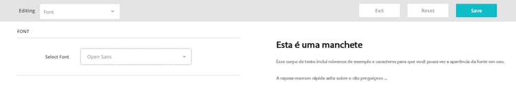 A opção Fonte abaixo do menu Aparência que estiliza o Brand Portal