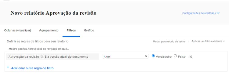 Guia Filtros no Report Builder