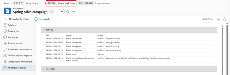 Uma imagem do caminho da navegação estrutural no cabeçalho.