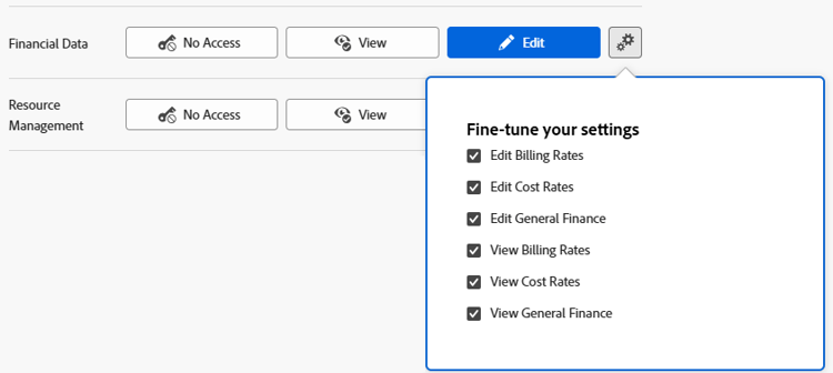 Ajustar o acesso aos dados financeiros