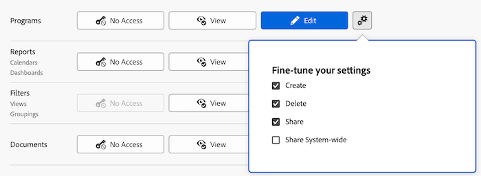 ajustar configurações do programa