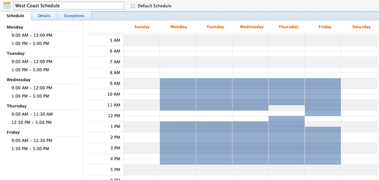 Blocos de tempo em um agendamento