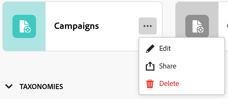 Mais opções de menu do cartão de tipo de registro