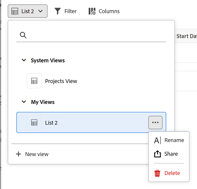 Exibir mais menu na página de registros de Projetos Conectados