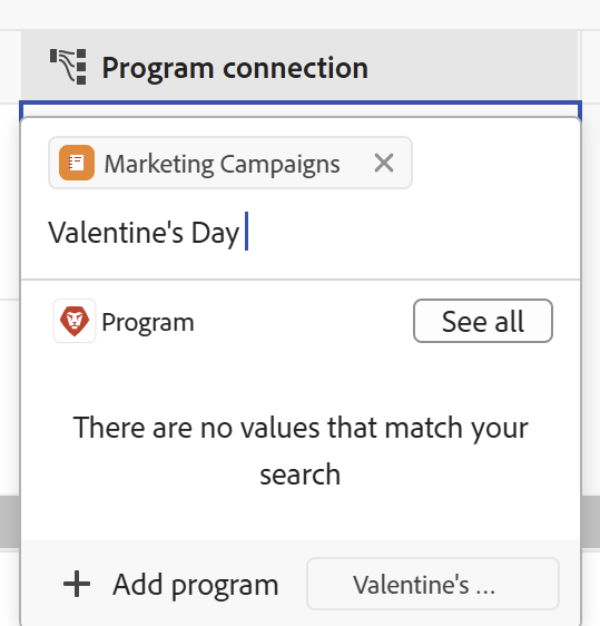 Adicionar programa Workfront ao conectá-lo do campo de conexão