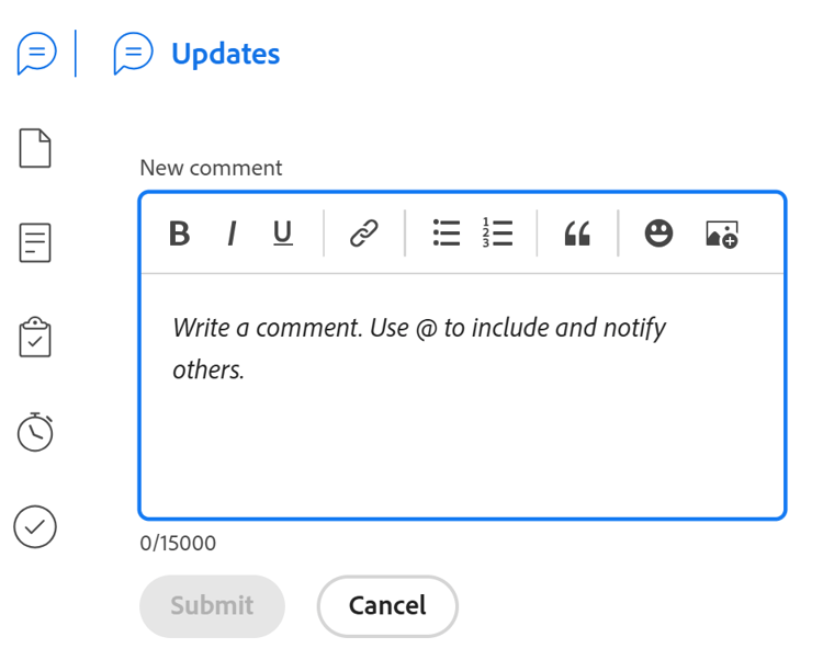 Atualiza a seção no painel Resumo