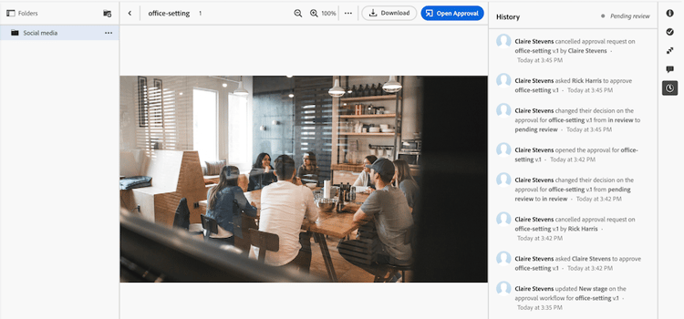Histórico de resumo de documentos em nova experiência de documentos