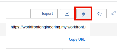 Ícone de hiperlink e URL