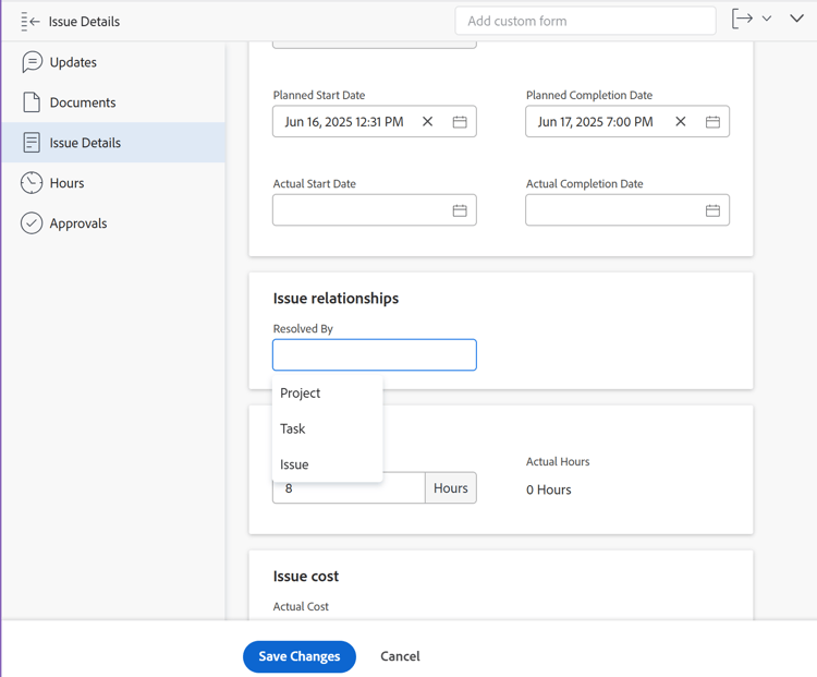 Ícone de detalhes do problema