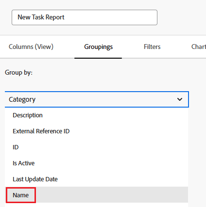 Agrupamento de nome de categoria
