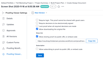 Configurações do visualizador de provas